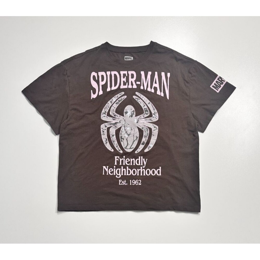 Men’s Small Black Camouflage Marvel Spider Man TShirt Preloved Fashion